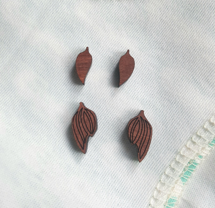 Boab Bub Wood Earrings - Gum Leaf