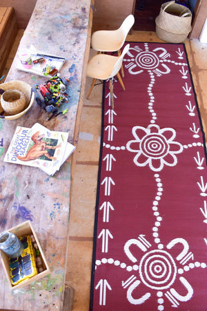 Recycled Mats - Emu & Kangaroo Runner - Burgundy