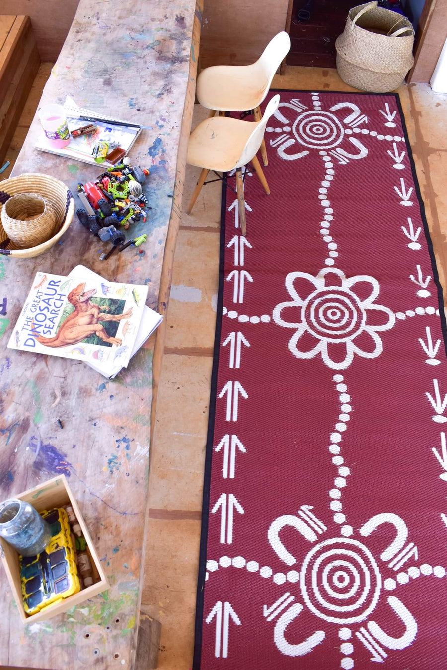 Recycled Mats - Emu & Kangaroo Runner - Burgundy