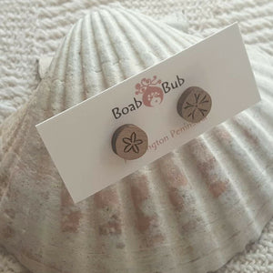 Boab Bub Wood Earrings - Sand Dollar