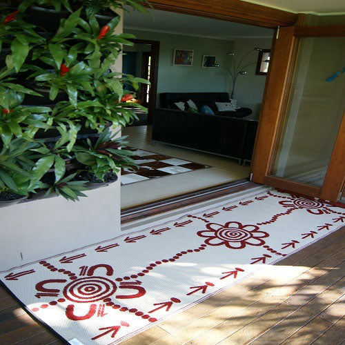 Recycled Mats - Emu & Kangaroo Runner - Burgundy
